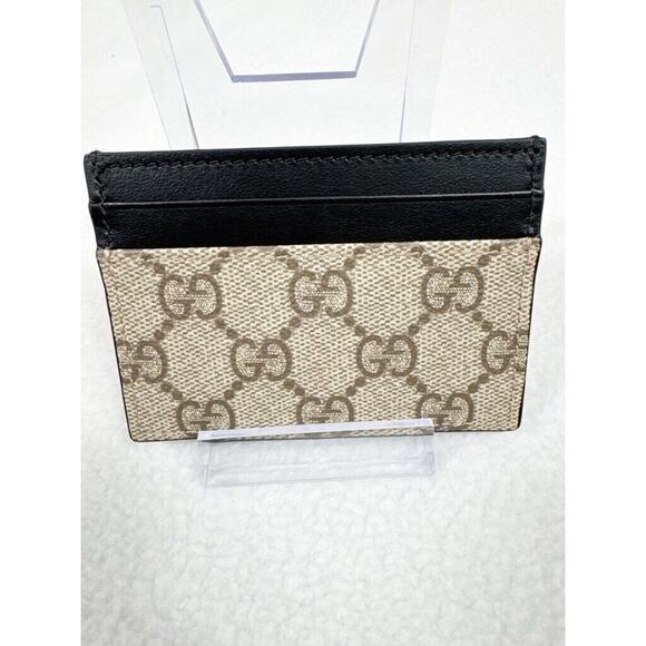 New Gucci Beige & Black Card Holder Wallet With COA - Picture 1 of 8